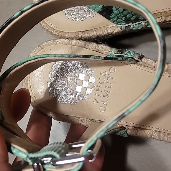 Vince Camuto Leather Green Snake Wedge Espadrille - size 9 - Picture 6 of 6